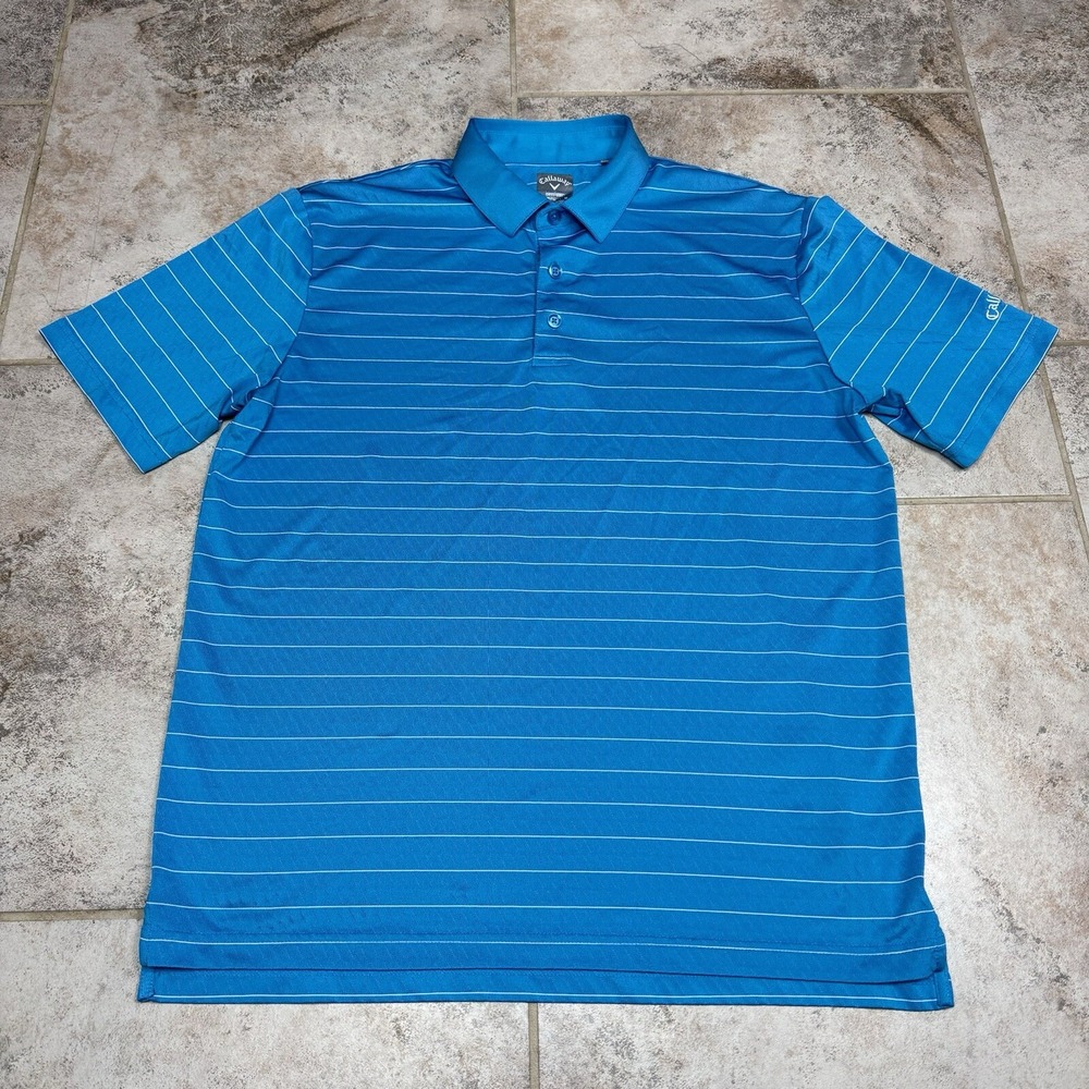 Callaway Golf Polo Shirt Mens Medium Blue Short Sleeve Opti Dri Vented